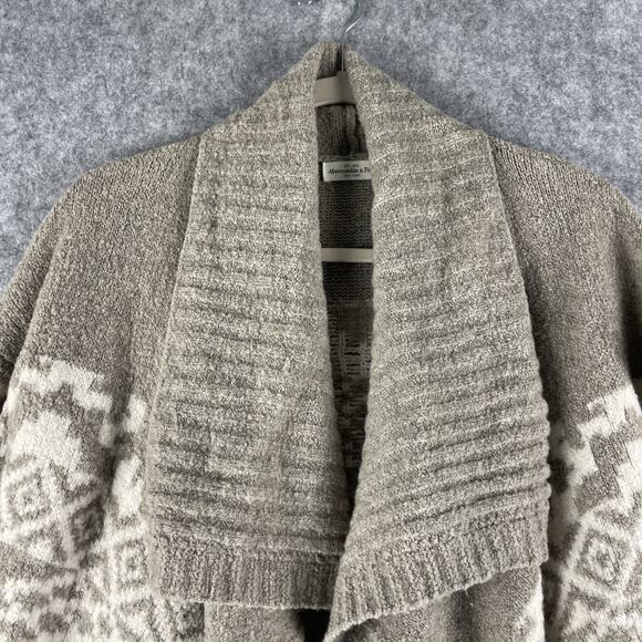 Abercrombie Fitch Wool Blend Cardigan Womens Small Beige Patterned Boho Aztec - Picture 3 of 14